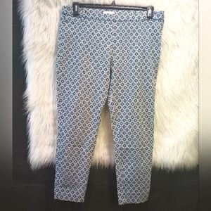 H&M Blue and White Pattern Stretchy Cropped Pants Size 12